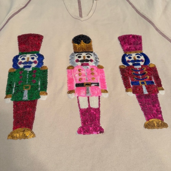 Blue Buttercup Sequin Nutcracker Trio Sweatshirt 100% cotton Size XL - Picture 7 of 9